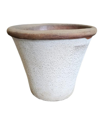 White Rustic Cone Ceramic Pot