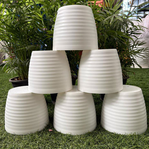 Stylish & Durable Fibre Pots – Set of 6 for Indoor & Outdoor Plants